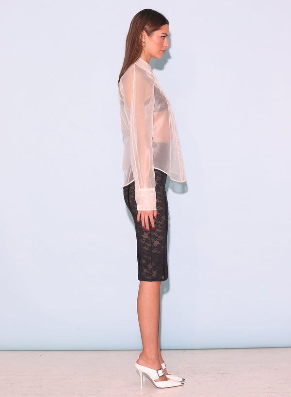 Ivory - Silk Organza Button Down | Fleur du Mal - DEMO