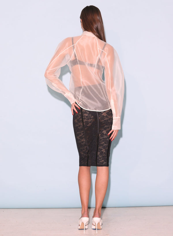 Ivory - Silk Organza Button Down | Fleur du Mal - DEMO