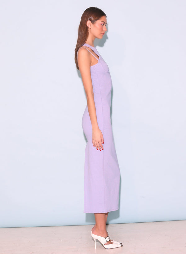 Lavender blue - Strappy Ribbed Maxi Dress | Fleur du Mal - DEMO