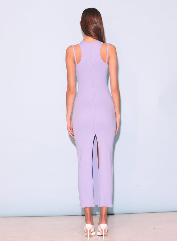Lavender blue - Strappy Ribbed Maxi Dress | Fleur du Mal - DEMO