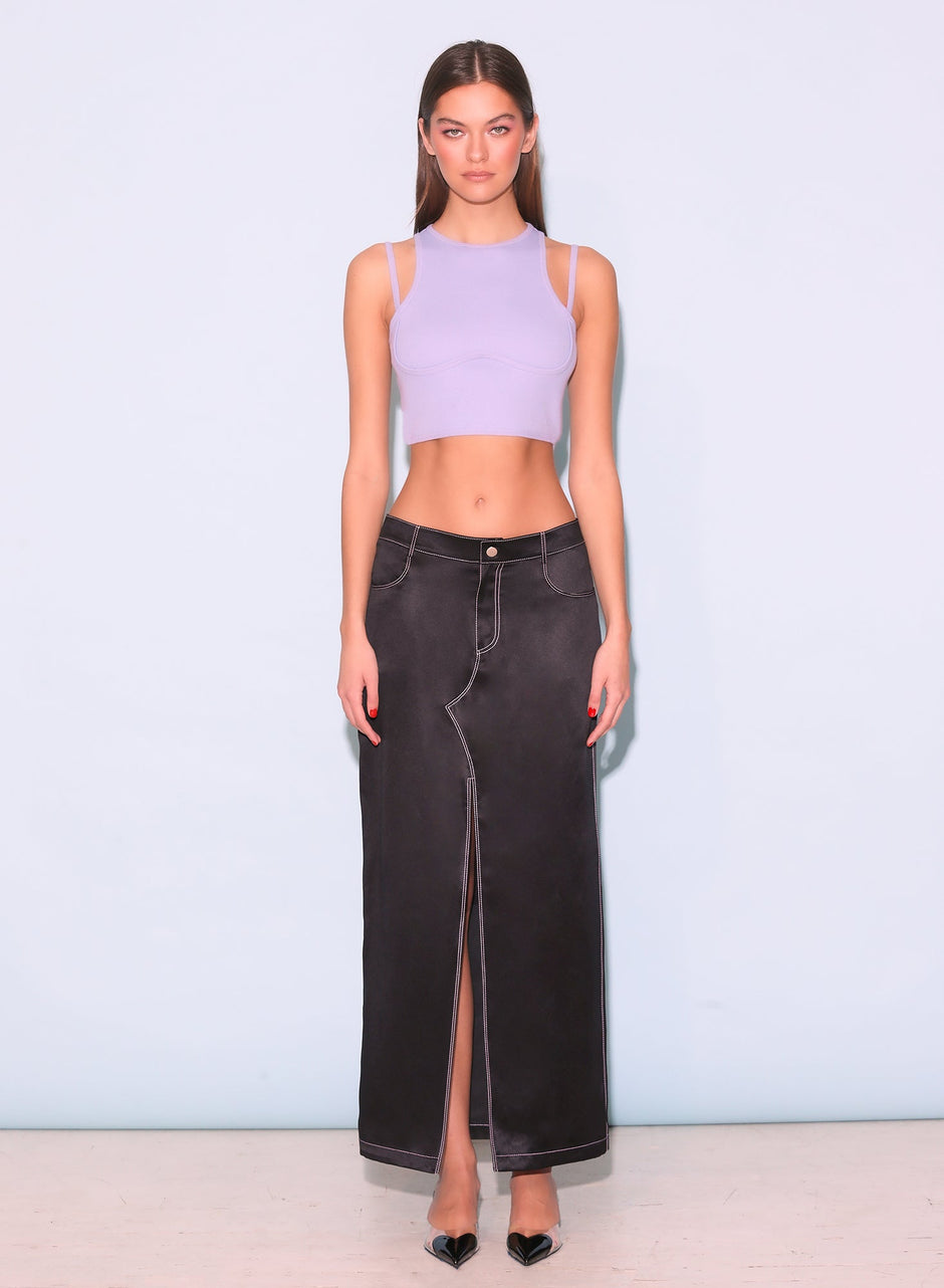 Lavender blue - Strappy Ribbed Tank | Fleur du Mal - DEMO