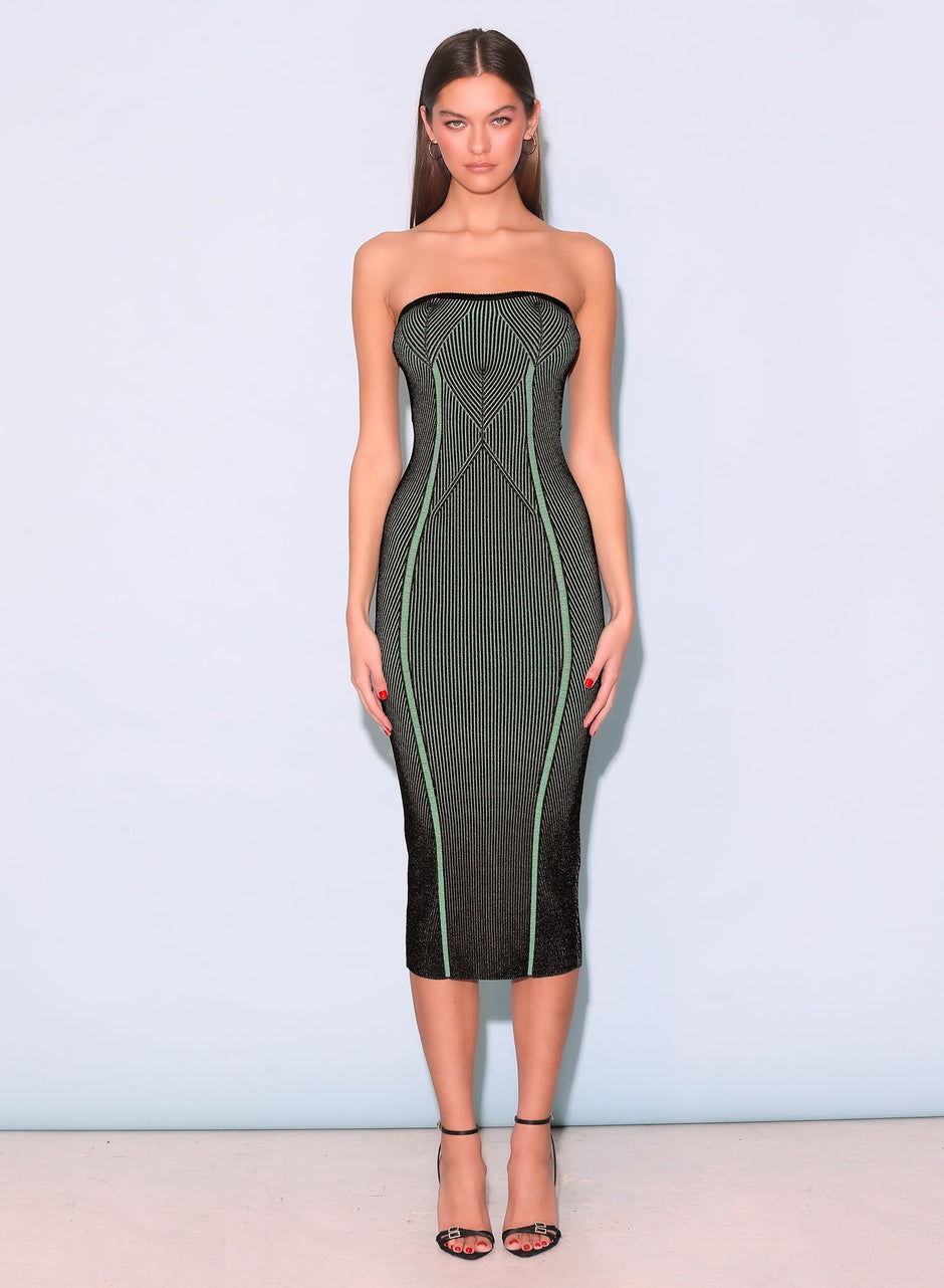 Green/black rib - Rib Knit Tube Dress | Fleur du Mal - DEMO