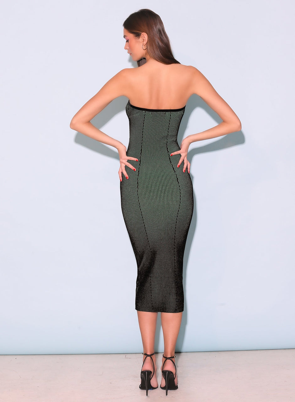 Green/black rib - Rib Knit Tube Dress | Fleur du Mal - DEMO