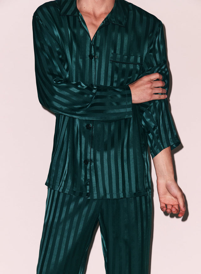 The maker green - Silk Jacquard PJ Top | Fleur du Mal - DEMO