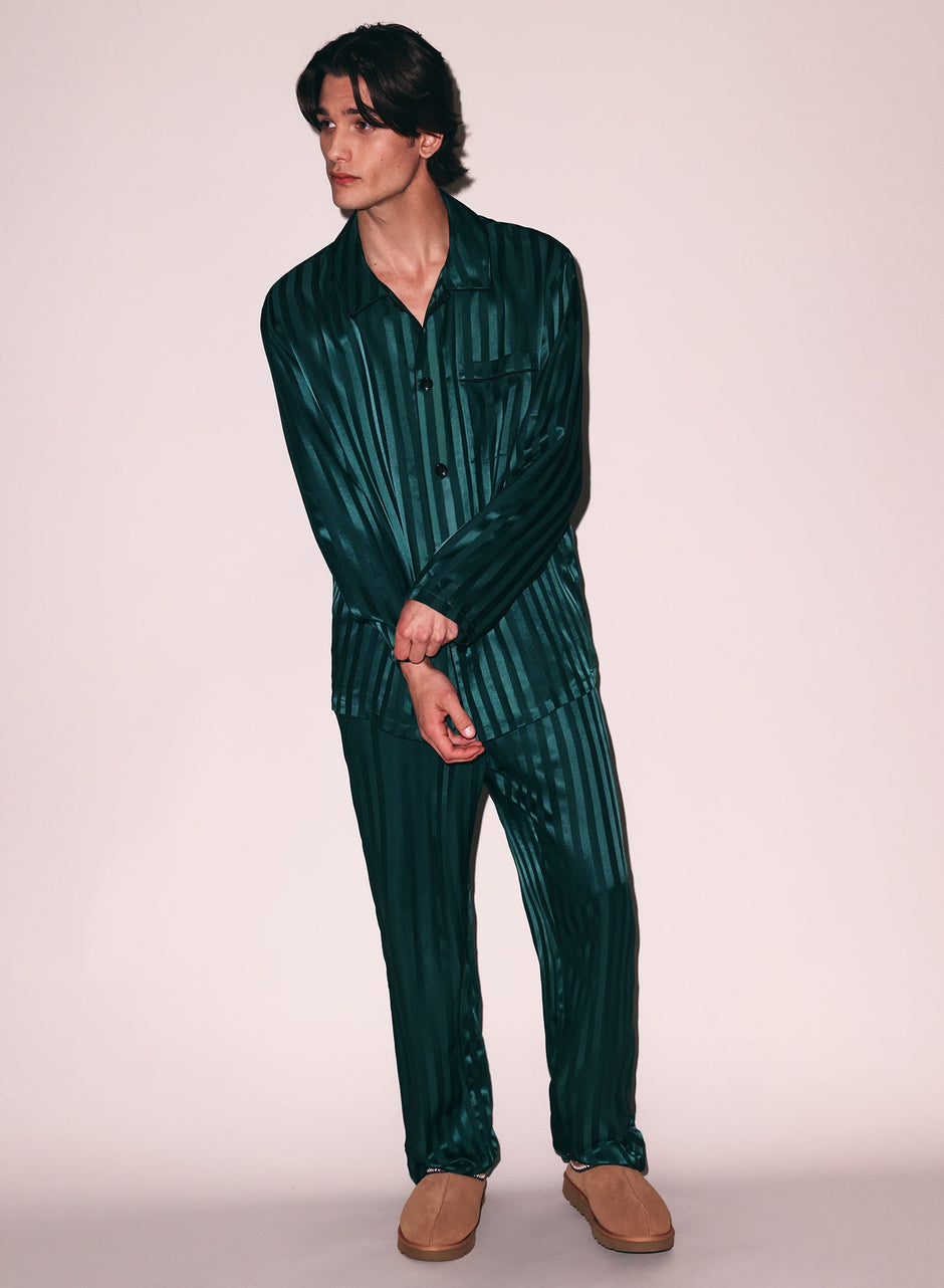 The maker green - Silk Jacquard PJ Top | Fleur du Mal - DEMO