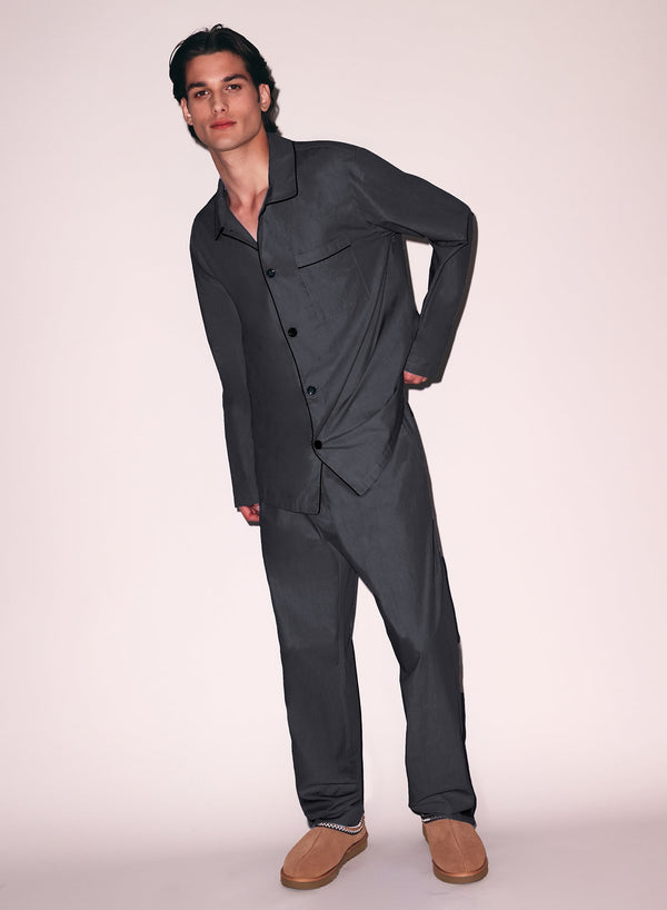 Black smoke - Poplin PJ Top | Fleur du Mal - DEMO