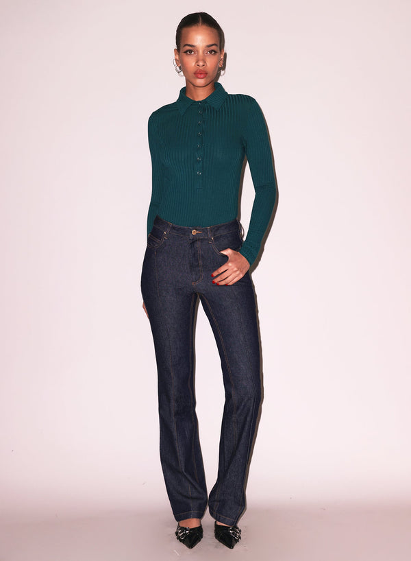 Evergreen - Rib Collared Bodysuit | Fleur du Mal - DEMO
