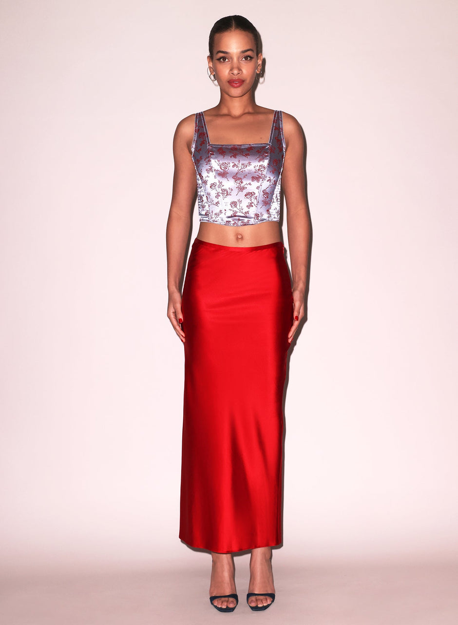 Blue mist - Rose Jacquard Corset Top | Fleur du Mal - DEMO