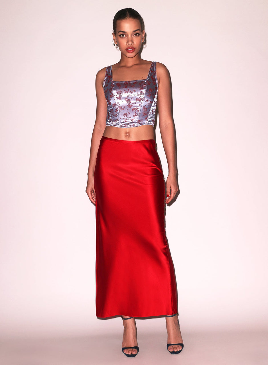 Blue mist - Rose Jacquard Corset Top | Fleur du Mal - DEMO