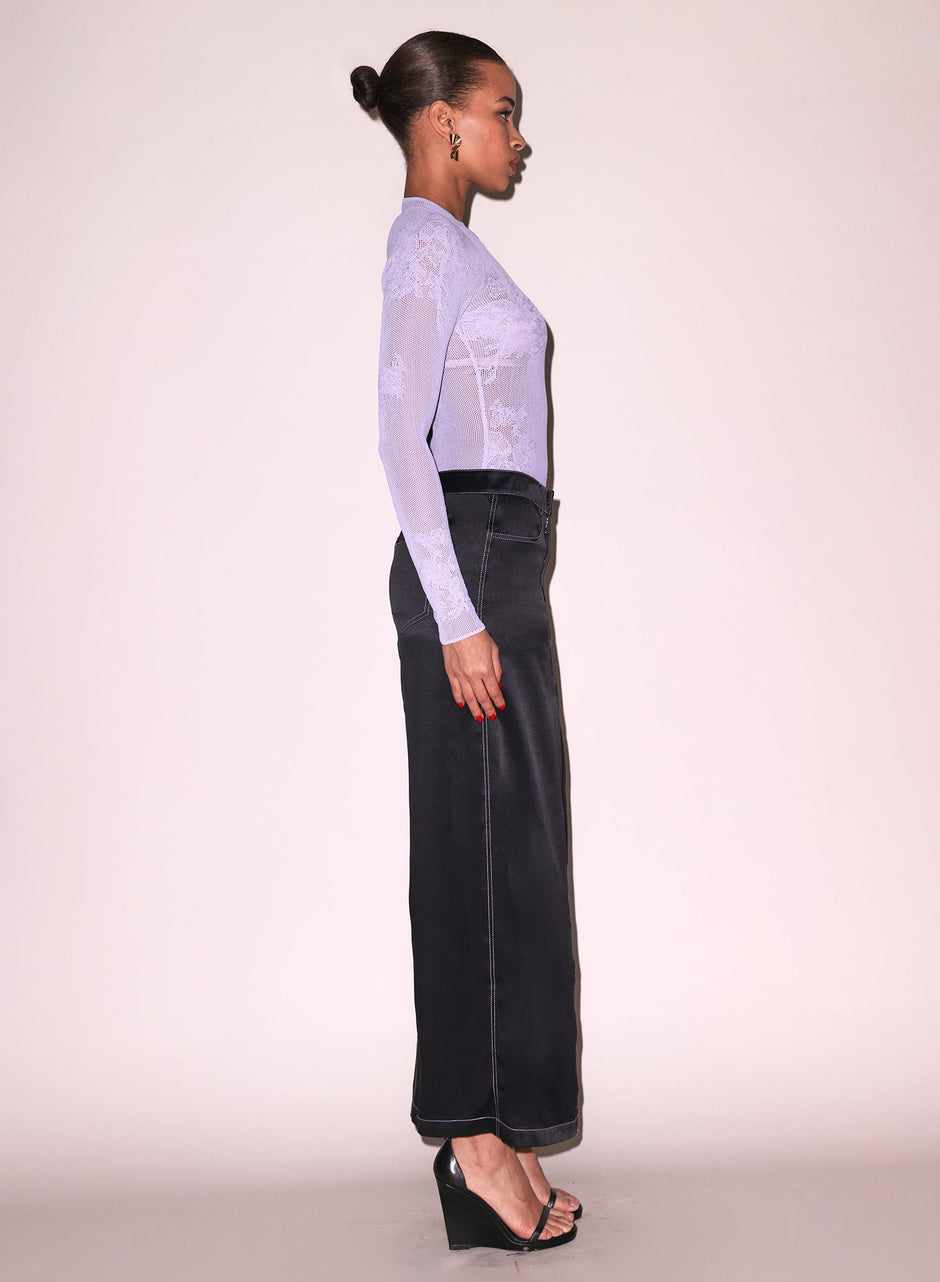 Smoked lavender - Lace Pointelle Long Sleeve Bodysuit | Fleur du Mal - DEMO
