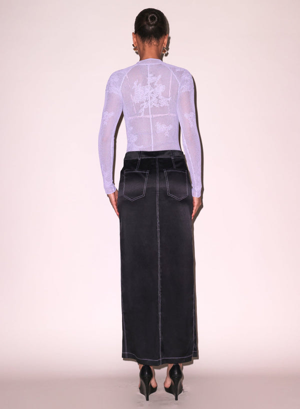 Smoked lavender - Lace Pointelle Long Sleeve Bodysuit | Fleur du Mal - DEMO