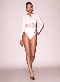 Rib & Bouquet Lace Underbust Bodysuit