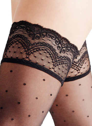 Black - Falke Dot Stay Up Stocking | Fleur du Mal - DEMO