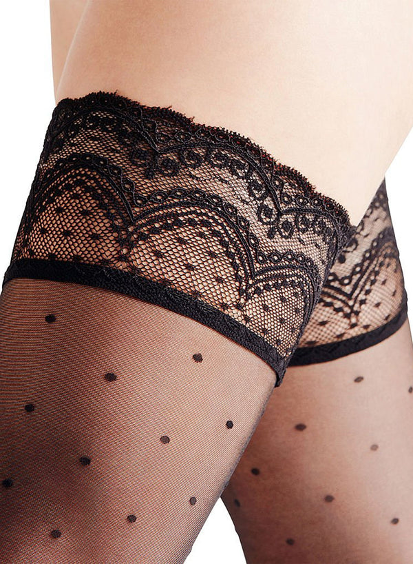 Black - Falke Dot Stay Up Stocking | Fleur du Mal - DEMO