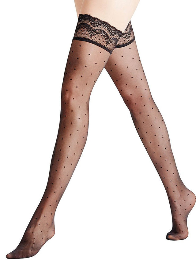 Black - Falke Dot Stay Up Stocking | Fleur du Mal - DEMO
