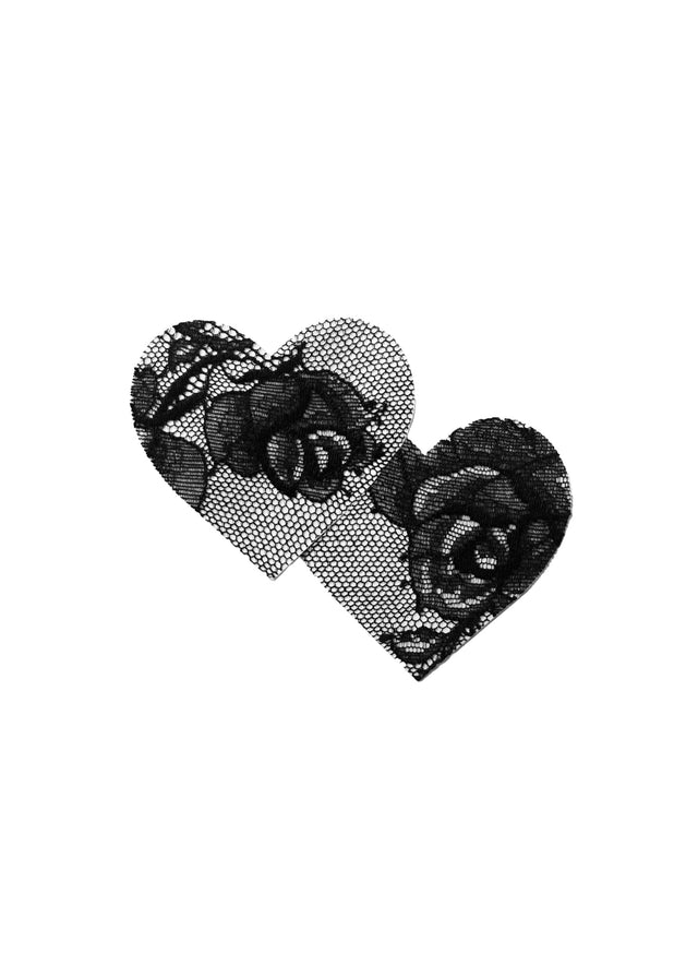 Black - Bouquet Lace Heart Nipple Pasties | Fleur du Mal - DEMO