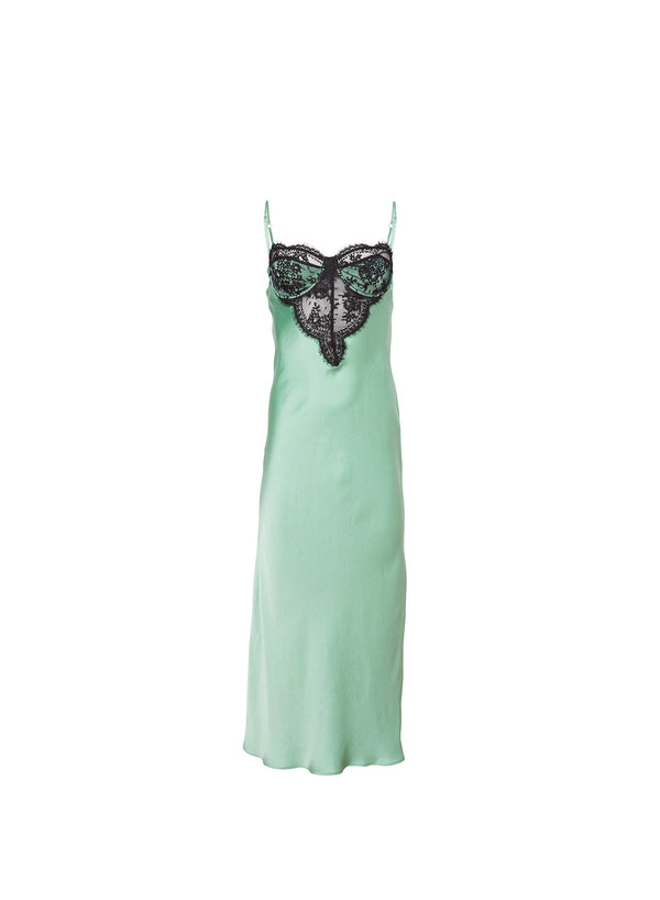 Pixel green - Frankie Lace Cupped Slip Dress | Fleur du Mal - DEMO