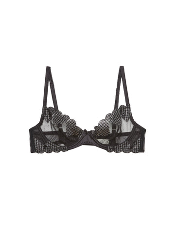 Black - Heart Embroidery Demi Bra | Fleur du Mal - DEMO