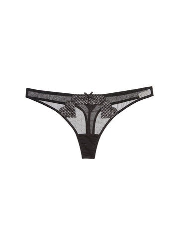 Black - Heart Embroidery Thong | Fleur du Mal - DEMO