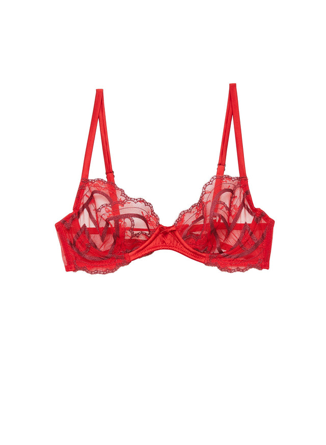 Rouge - Hendrix Embroidery Demi Bra | Fleur du Mal - DEMO