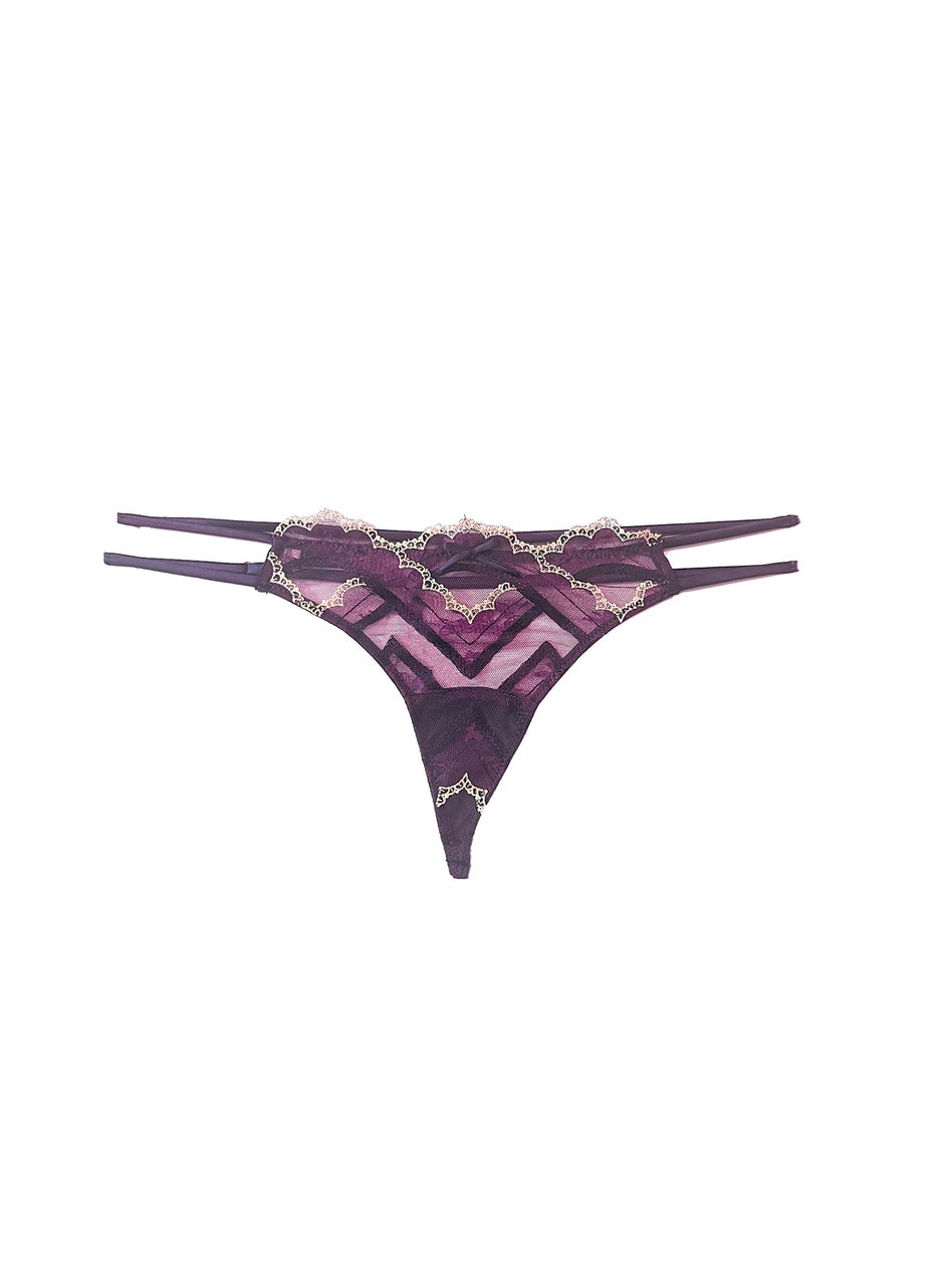 Midnight purple - Hendrix Embroidery V-String | Fleur du Mal - DEMO