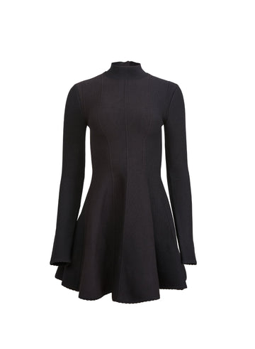 Black - Long Sleeve Flared Corset Dress | Fleur du Mal - DEMO