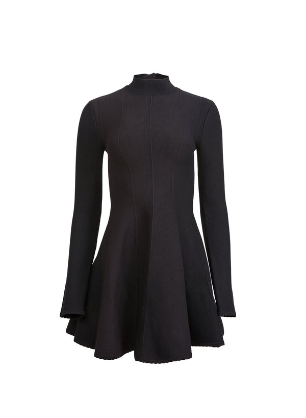 Black - Long Sleeve Flared Corset Dress | Fleur du Mal - DEMO