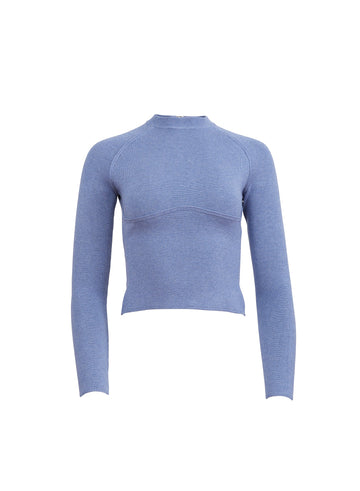 Charcoal blue - Knit Underbust Long Sleeve Top | Fleur du Mal - DEMO