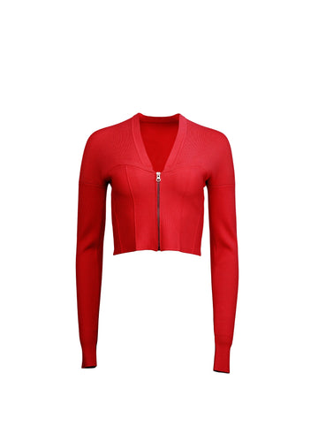 Rouge - Knit Zip Bustier Cardigan | Fleur du Mal - DEMO