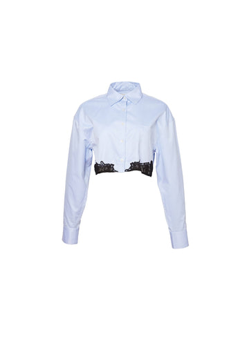 Ice blue - Poplin Cropped Button Down | Fleur du Mal - DEMO