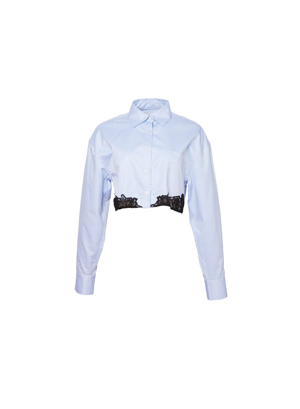 Ice blue - Poplin Cropped Button Down | Fleur du Mal - DEMO