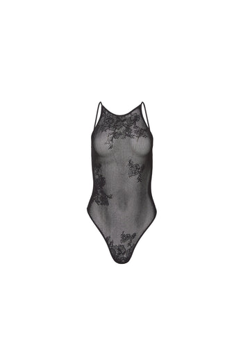Black - Lace Pointelle Racer Bodysuit | Fleur du Mal - DEMO