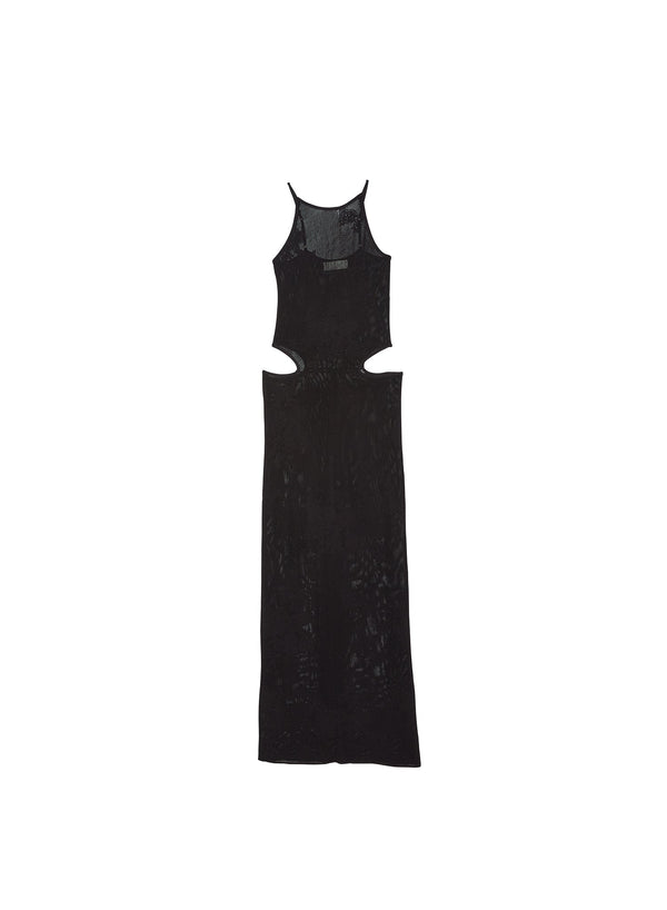 Black - Lace Pointelle Cutout Maxi Dress | Fleur du Mal - DEMO