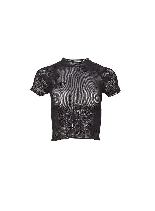 Black - Lace Pointelle Tee | Fleur du Mal - DEMO