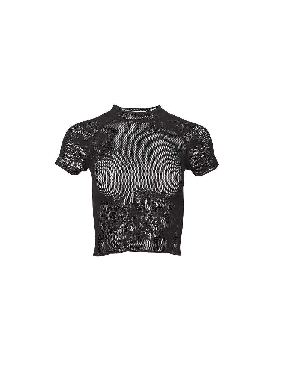 Black - Lace Pointelle Tee | Fleur du Mal - DEMO