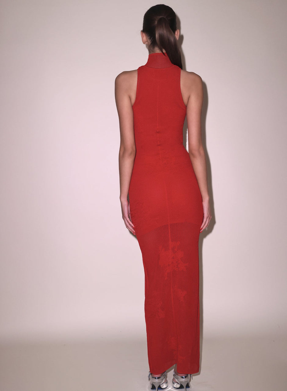Ruby red - Lace Pointelle Racer Dress | Fleur du Mal - DEMO