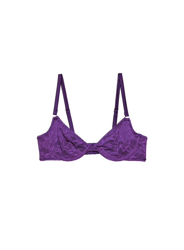 Deep purple - Le Stretch Lace Demi Bra | Fleur du Mal - DEMO
