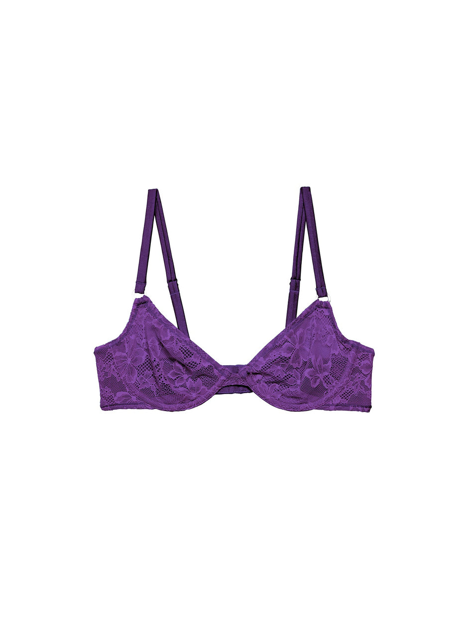 Deep purple - Le Stretch Lace Demi Bra | Fleur du Mal - DEMO