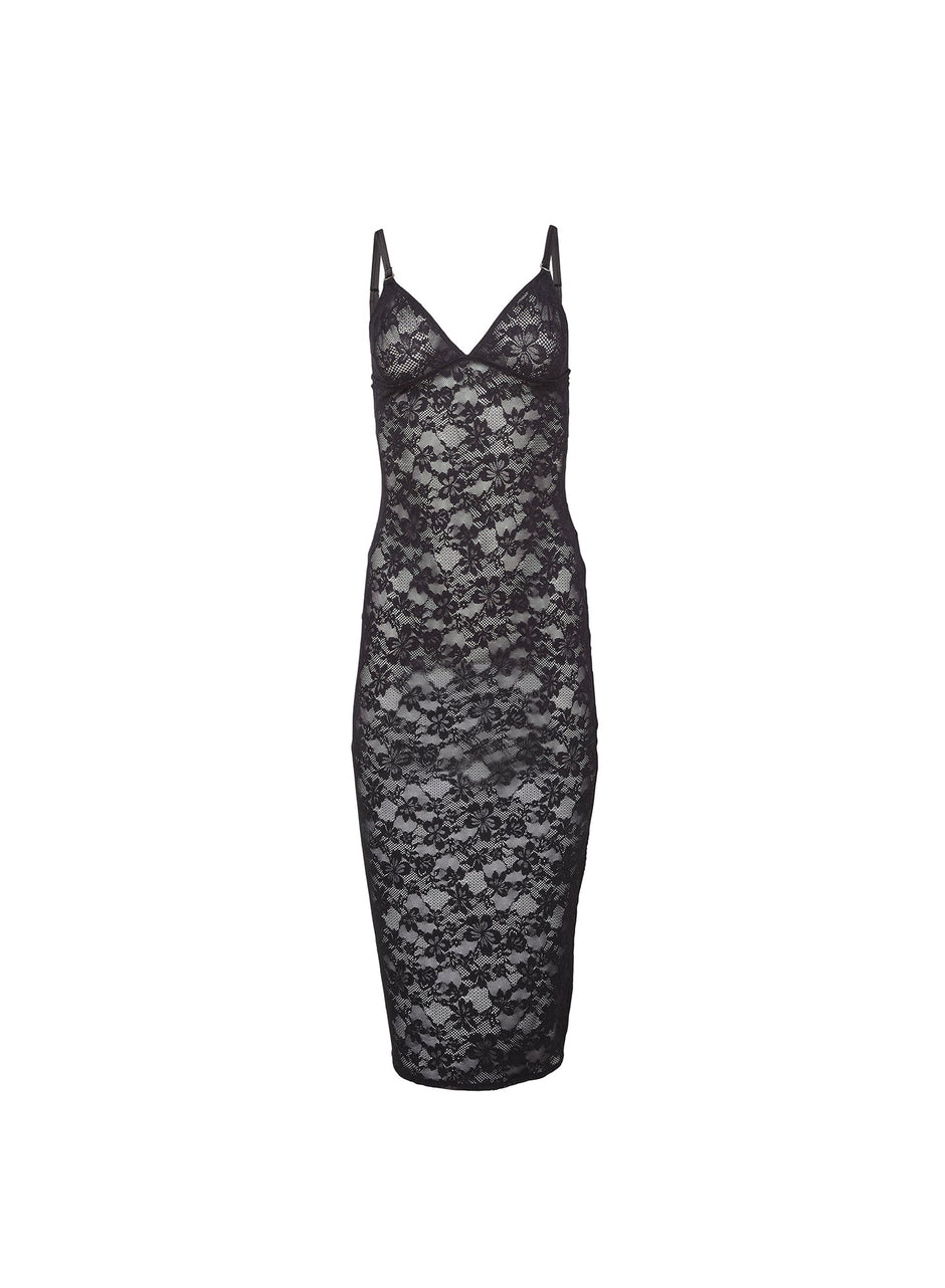 Black - Le Stretch Lace Slip Dress | Fleur du Mal - DEMO