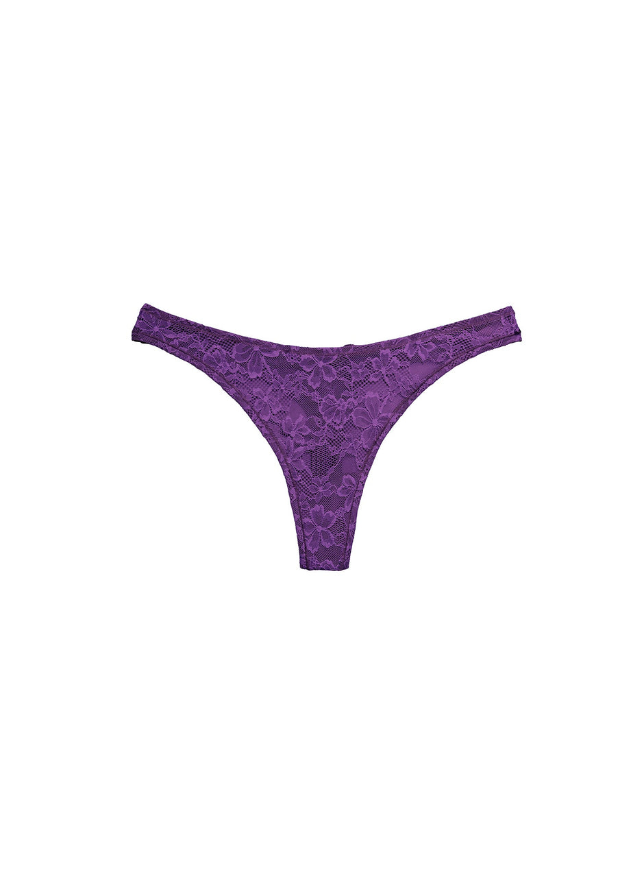 Deep purple - Le Stretch Lace Thong | Fleur du Mal - DEMO