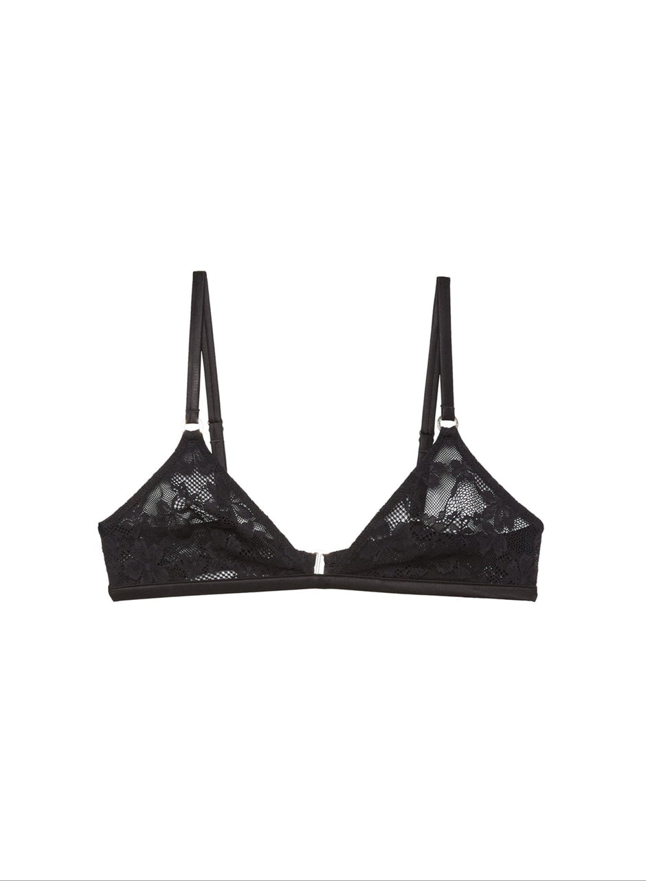 Black - Le Stretch Lace Triangle Bra | Fleur du Mal - DEMO
