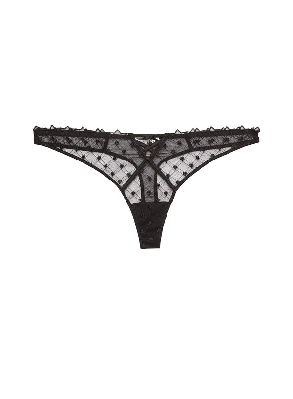 Black - Love Lock Embroidery Thong | Fleur du Mal - DEMO