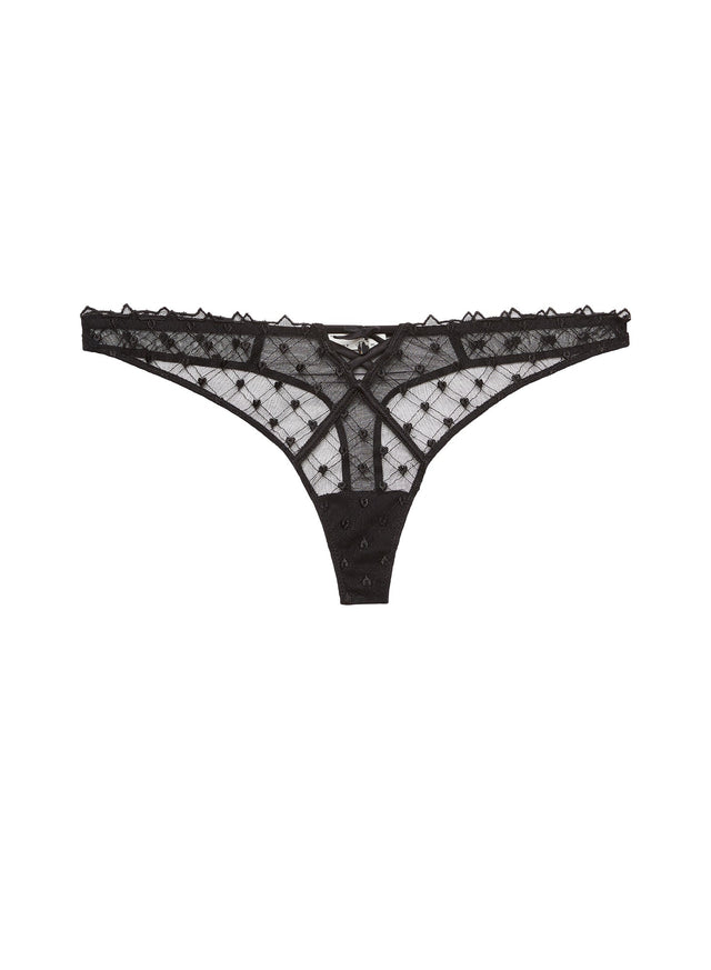 Black - Love Lock Embroidery Thong | Fleur du Mal - DEMO