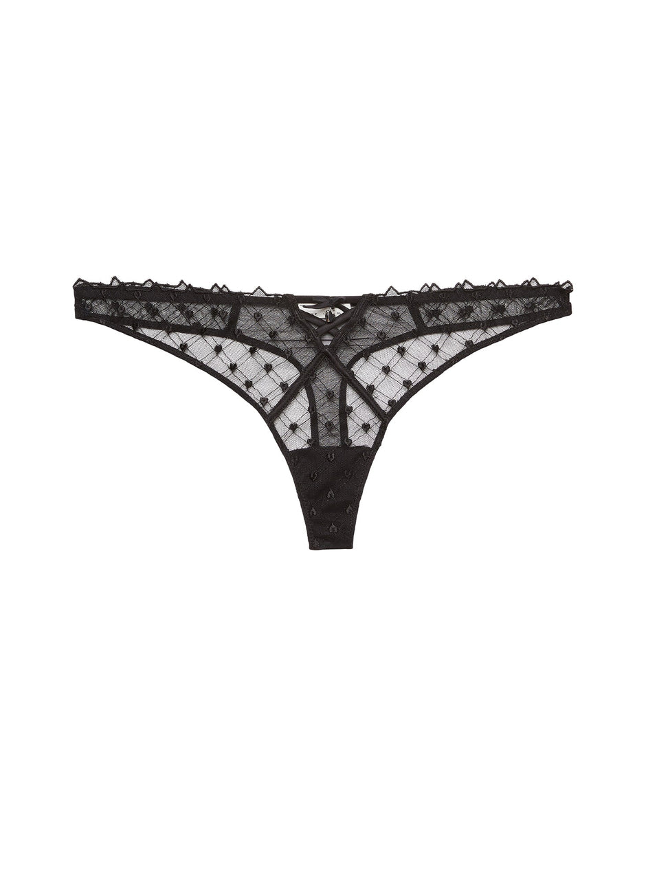 Black - Love Lock Embroidery Thong | Fleur du Mal - DEMO