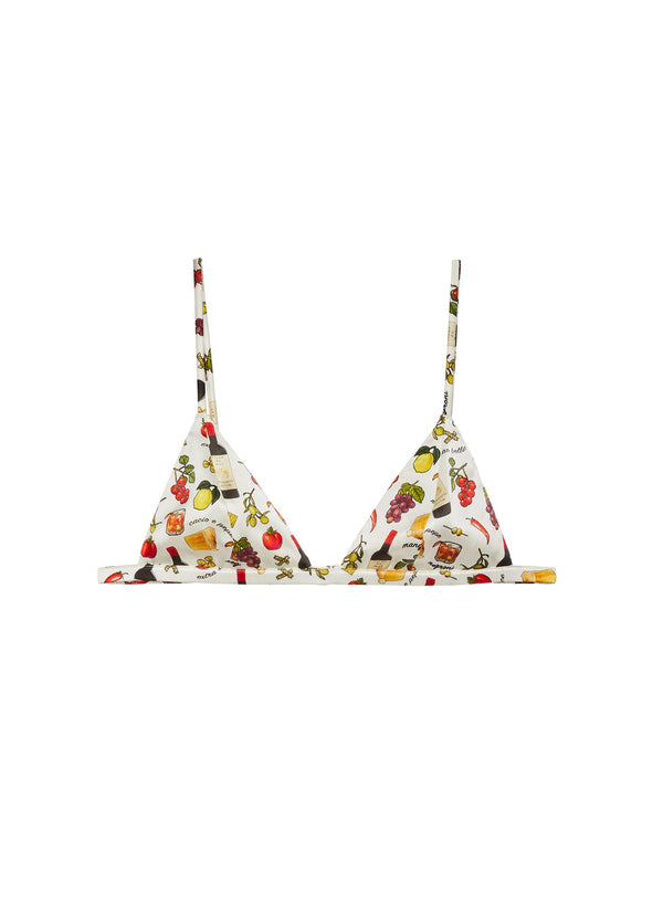 Ivory ciao amore print - Luxe Triangle Bra | Fleur du Mal - DEMO