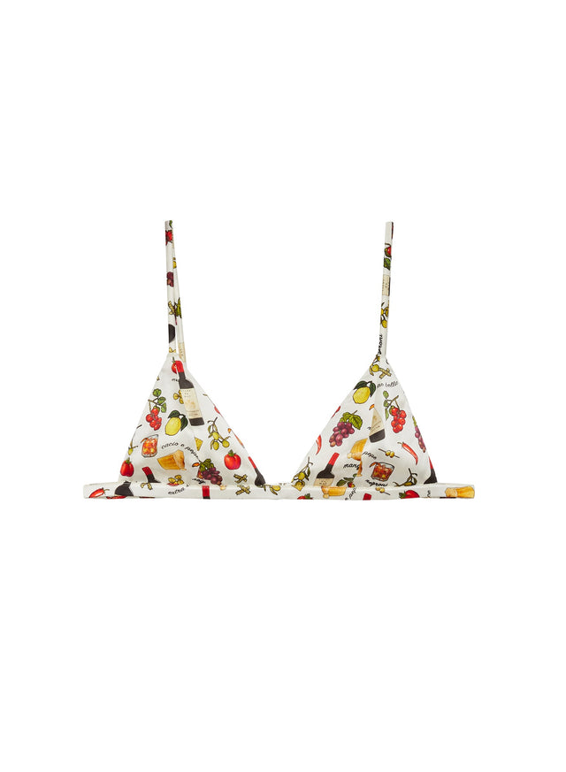 Ivory ciao amore print - Luxe Triangle Bra | Fleur du Mal - DEMO