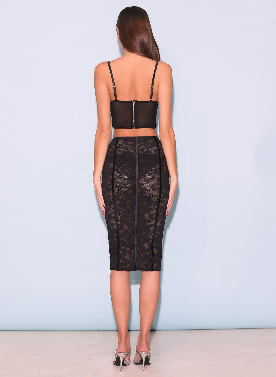 Black - Mesh Longline Bustier | Fleur du Mal - DEMO