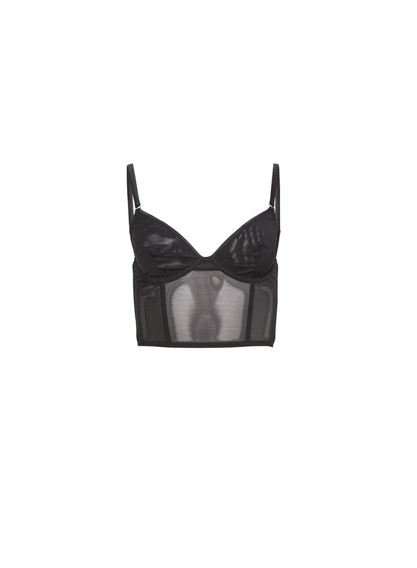 Black - Mesh Longline Bustier | Fleur du Mal - DEMO