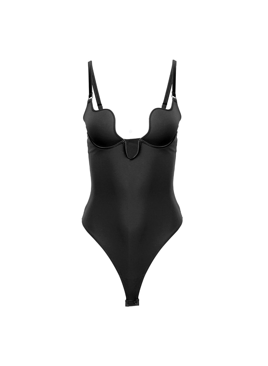 Black - Le Stretch Micro Seduce U-Plunge Bodysuit | Fleur du Mal - DEMO