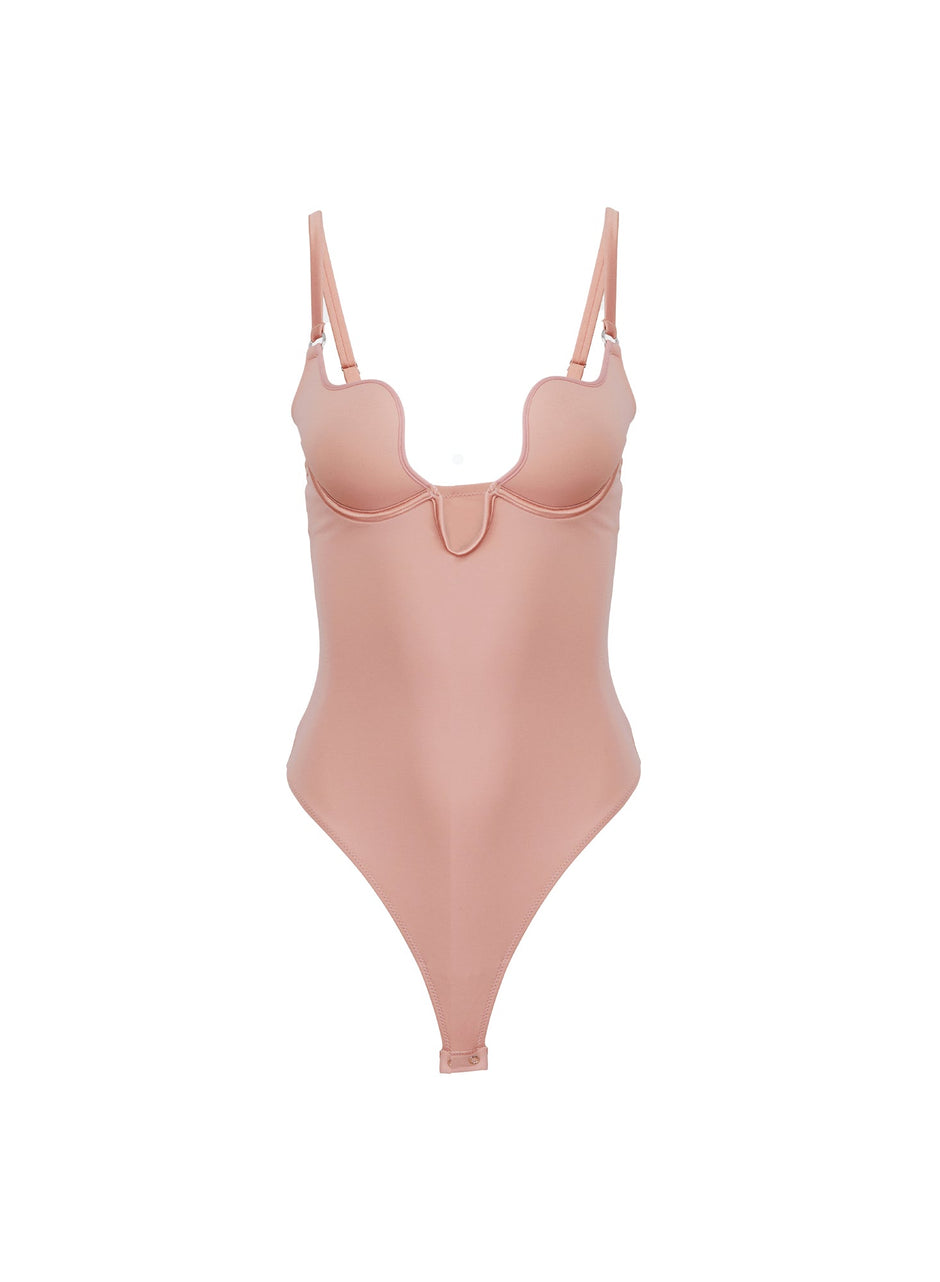 Tan - Le Stretch Micro Seduce U-Plunge Bodysuit | Fleur du Mal - DEMO